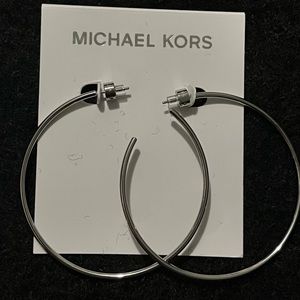 Michael Kors Silver Tone Hoop Earrings NWT